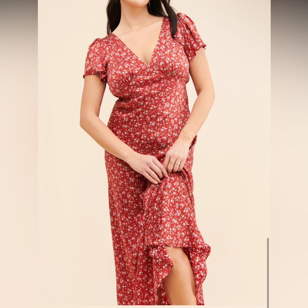 Selkie Red Floral Maxi Dress